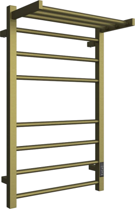 Полотенцесушитель электрический Двин Fs plaza neo, 80х50, состаренная бронза, с полкой, лесенка