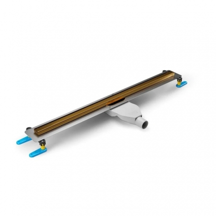 Душевой трап (лоток) NEW TRENDY Visio Slim OL-0074, 90 см, золото, в пол, выпуск боковой