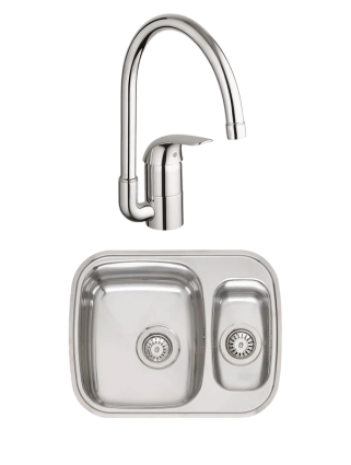 Комплект Мойка Reginox Queen R60 LUX KGOKG сталь + Смеситель Grohe Euroeco 32752000 полированная, прямоугольная
