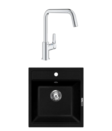 Комплект Мойка Lava Q1.LAV + Смеситель Grohe Eurosmart 30567000 матовая, прямоугольная