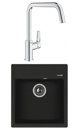 Комплект Мойка Florentina Липси 460 антрацит + Смеситель Grohe Eurosmart 30567000 матовая, прямоугольная