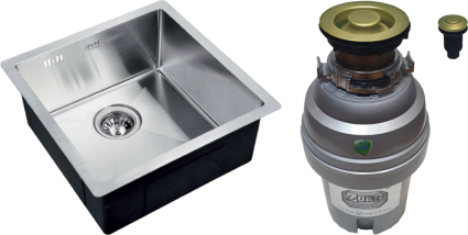 Комплект Мойка Zorg Light ZL R 440440 + Измельчитель ZR-75 D BRONZE брашированная, прямоугольная
