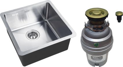 Комплект Мойка Zorg Inox HD 4444 + Измельчитель ZR-75 D BRONZE брашированная, квадратная
