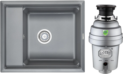 Комплект Мойка Granula Kitchen Space 6004, алюминиум + Измельчитель Zorg Inox D ZR-75 D, матовая, прямоугольная