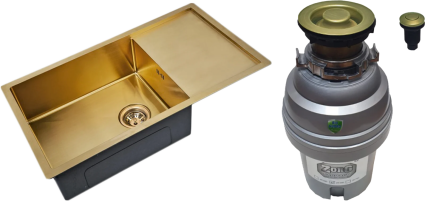 Комплект Мойка Zorg Inox PVD SZR-7844 BRONZE + Измельчитель ZR-75 D BRONZE брашированная, прямоугольная
