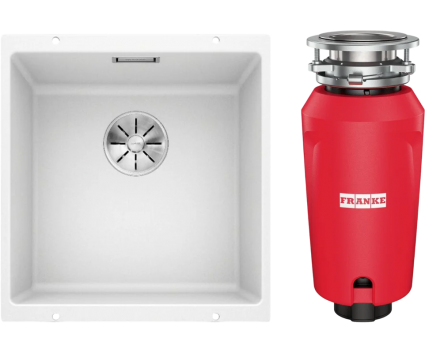 Комплект Мойка Blanco Subline 400-U белая + Измельчитель Franke 134.0715.096 матовая, квадратная