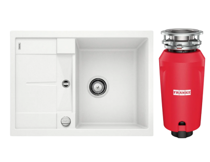 Комплект Мойка Blanco Metra 45S Compact 519576 белая + Измельчитель Franke 134.0715.094 матовая, прямоугольная