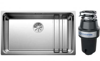 Комплект Мойка Blanco Etagon 700-U + Измельчитель KUCHENSTERN Muhle 350MU35 полированная, прямоугольная