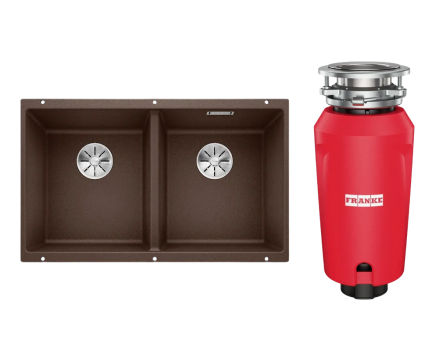 Комплект Мойка Blanco Subline 350/350-U кофе + Измельчитель Franke 134.0715.098 матовая, прямоугольная