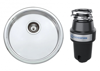 Комплект Мойка Seaman Eco Wien SWT-450B + Измельчитель KUCHENSTERN Muhle 350MU35 полированная, круглая