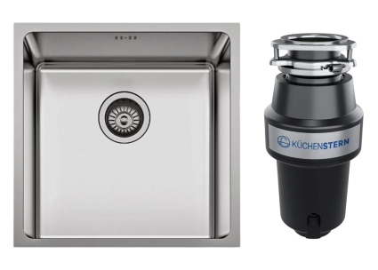 Комплект Мойка Seaman Eco Roma SMR-4444A.A + Измельчитель KUCHENSTERN Muhle 351MU35 брашированная, прямоугольная