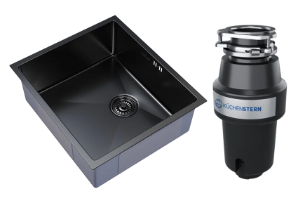 Комплект Мойка Mixline 548569 черный графит + Измельчитель KUCHENSTERN Muhle 350MU35 матовая, прямоугольная