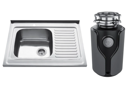 Комплект Мойка Kaiser KSS-8060 L + Измельчитель KUCHENSTERN Muhle 353MU35 полированная, прямоугольная