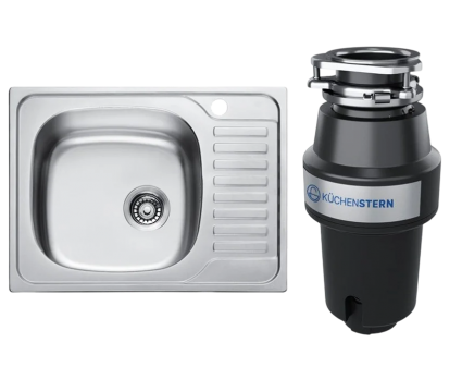 Комплект Мойка Kaiser KSS-6550 L + Измельчитель KUCHENSTERN Muhle 350MU35 полированная, прямоугольная