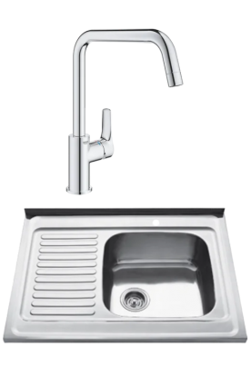 Комплект Мойка Kaiser KSS-8060 R + Смеситель Grohe Eurosmart 30567000 полированная, прямоугольная