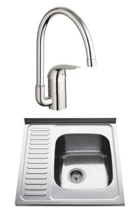 Комплект Мойка Kaiser KSS-6060 R + Смеситель Grohe Euroeco 32752000 полированная, квадратная