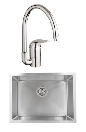 Комплект Мойка Kaiser KSM-5844 + Смеситель Grohe Euroeco 32752000 брашированная, прямоугольная