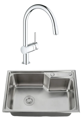 Комплект Мойка Kaiser KSM-5843 + Смеситель Grohe Minta 3291800E хром матовая, прямоугольная