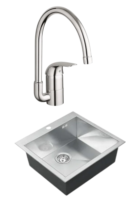 Комплект Мойка Kaiser KSM-5451 + Смеситель Grohe Euroeco 32752000 матовая, прямоугольная