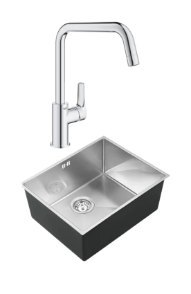 Комплект Мойка Kaiser KSM-5343 + Смеситель Grohe Eurosmart 30567000 матовая, прямоугольная
