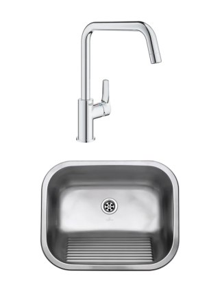 Комплект Мойка Reginox Ottawa Wall-mounted MATT SP сталь + Смеситель Grohe Eurosmart 30567000 матовая, прямоугольная