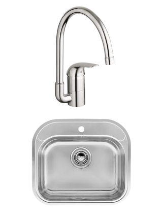 Комплект Мойка Reginox Orlando L LUX OKG сталь + Смеситель Grohe Euroeco 32752000 полированная, прямоугольная
