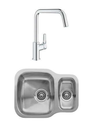 Комплект Мойка Reginox Nebraska U LUX OKG сталь + Смеситель Grohe Eurosmart 30567000 полированная, овальная