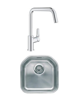 Комплект Мойка Reginox Denver LUX OKG сталь + Смеситель Grohe Eurosmart 30567000 полированная, многоугольная