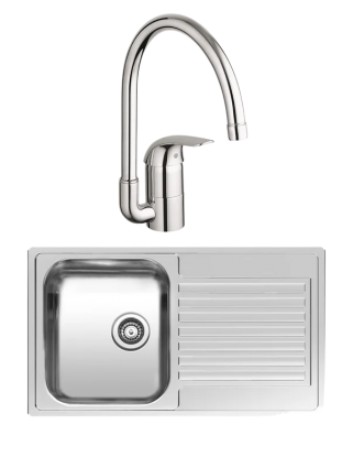 Комплект Мойка Reginox Centurio L 10 LUX OKG сталь + Смеситель Grohe Euroeco 32752000 полированная, прямоугольная