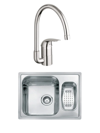 Комплект Мойка Reginox Admiral L 60 LUX KGOKG сталь + Смеситель Grohe Euroeco 32752000 полированная, прямоугольная