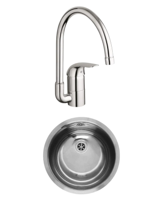 Комплект Мойка Reginox Amazone L WLUX OSP сталь + Смеситель Grohe Euroeco 32752000 полированная, круглая