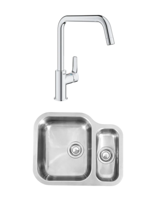 Комплект Мойка Reginox Alaska U left LUX OKG + Смеситель Grohe Eurosmart 30567000 полированная, многоугольная