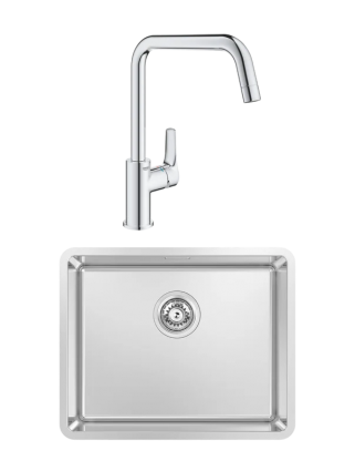 Комплект Мойка Kantera Lucia LUR130 diamond + Смеситель Grohe Eurosmart 30567000 матовая, прямоугольная