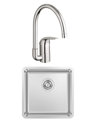 Комплект Мойка Kantera Lucia LUR120 diamond + Смеситель Grohe Euroeco 32752000 матовая, квадратная