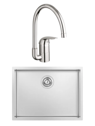 Комплект Мойка Kantera Cube CRR540 MB mikrobrush + Смеситель Grohe Euroeco 32752000 брашированная, прямоугольная