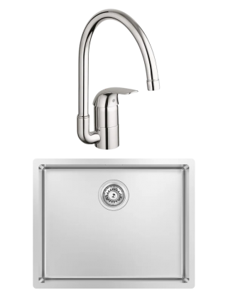 Комплект Мойка Kantera Cayman CAR520 SB scotchbrush + Смеситель Grohe Euroeco 32752000 брашированная, прямоугольная