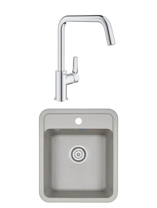 Комплект Мойка Granula Standart 4202, базальт + Смеситель Grohe Eurosmart 30567000, матовая, прямоугольная