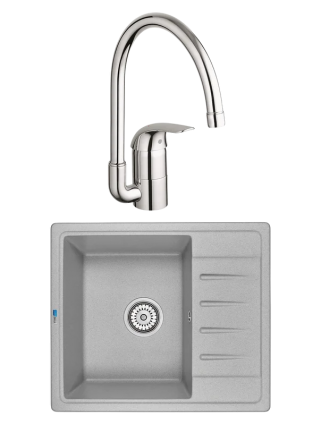Комплект Мойка Granula Standart 5803, базальт + Смеситель Grohe Euroeco 32752000, матовая, прямоугольная