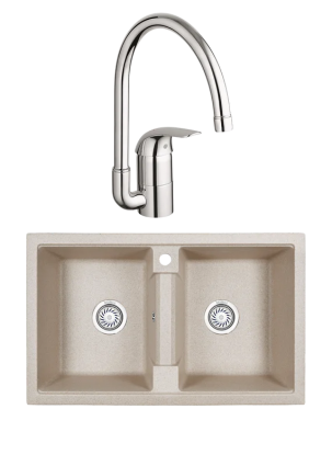 Комплект Мойка Granula 8101, пирит + Смеситель Grohe Euroeco 32752000, матовая, прямоугольная