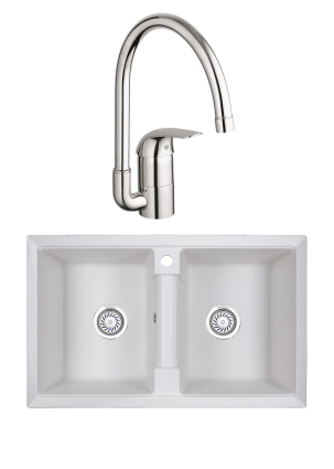 Комплект Мойка Granula 8101, арктик + Смеситель Grohe Euroeco 32752000, матовая, прямоугольная