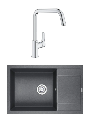 Комплект Мойка Granula 7805, графит + Смеситель Grohe Eurosmart 30567000, матовая, прямоугольная