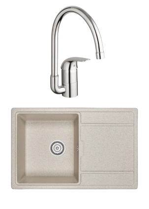 Комплект Мойка Granula 7804, пирит + Смеситель Grohe Euroeco 32752000, матовая, прямоугольная