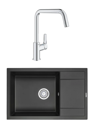 Комплект Мойка Granula 7805, турмалин + Смеситель Grohe Eurosmart 30567000, матовая, прямоугольная