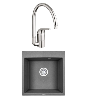 Комплект Мойка Granula 5102, графит + Смеситель Grohe Euroeco 32752000, матовая, квадратная