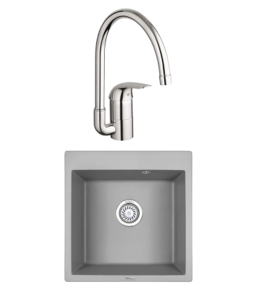Комплект Мойка Granula 5102, алюминиум + Смеситель Grohe Euroeco 32752000, матовая, квадратная