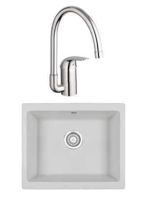 Комплект Мойка Granula 5551, арктик + Смеситель Grohe Euroeco 32752000, матовая, прямоугольная
