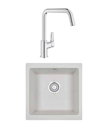Комплект Мойка Granula 4451, арктик + Смеситель Grohe Eurosmart 30567000, матовая, квадратная