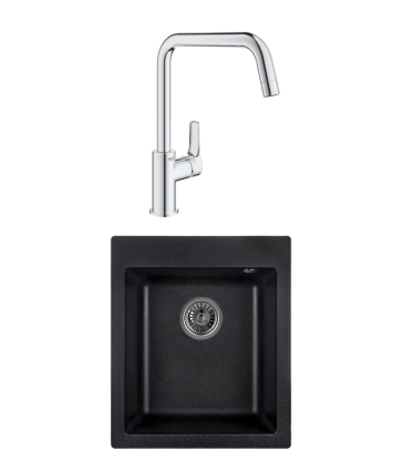 Комплект Мойка Granula 4201, черный + Смеситель Grohe Eurosmart 30567000, матовая, прямоугольная