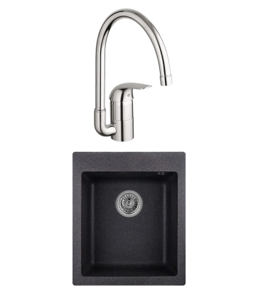 Комплект Мойка Granula 4201, графит + Смеситель Grohe Euroeco 32752000, матовая, прямоугольная