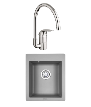 Комплект Мойка Granula 4201, алюминиум + Смеситель Grohe Euroeco 32752000, матовая, прямоугольная